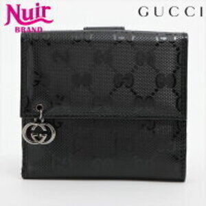 Gucci GG Imprime Leather Compact Bi fold Wallet Black